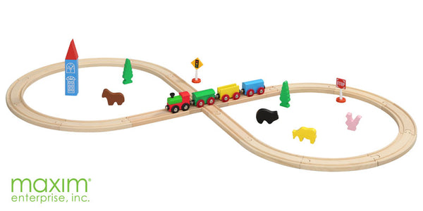 Wooden Figure 8 Train Set with Animals