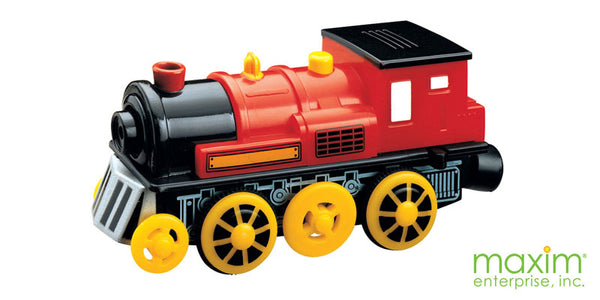 Red Motorized Wooden Train Engine