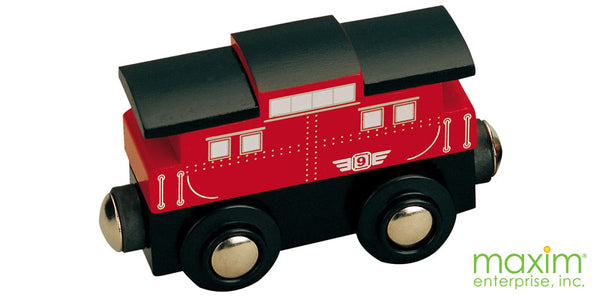 Red Wooden Train Caboose #9