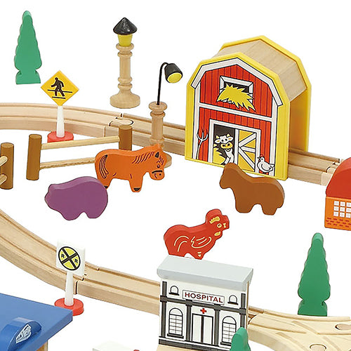 Huge Wooden Train Set with 100 Pieces