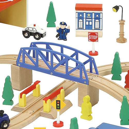 Huge Wooden Train Set with 100 Pieces