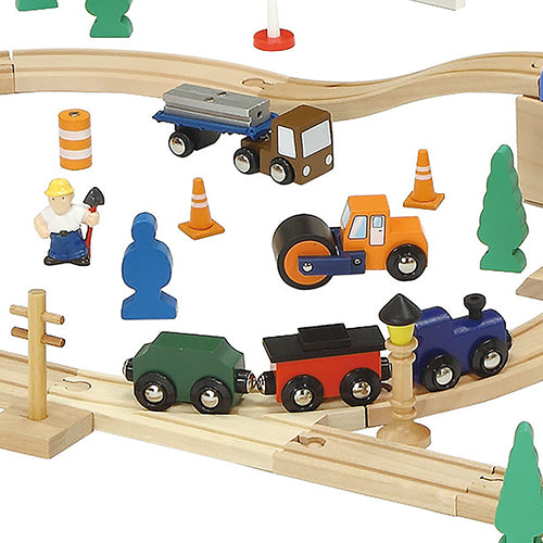 Huge Wooden Train Set with 100 Pieces