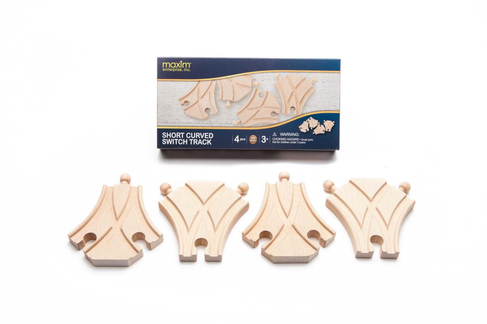 4 Pieces of Short Curved Wooden Switch Track