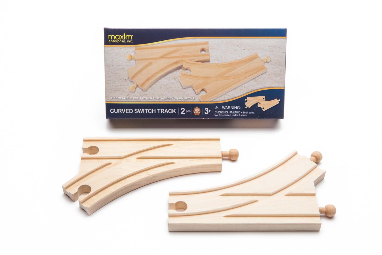 2 Pieces of Curved Wooden Switch Track