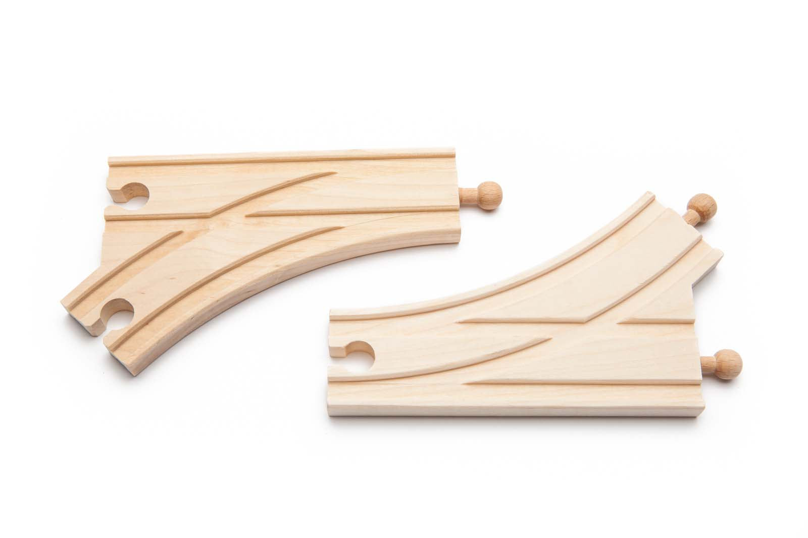 2 Pieces of Curved Wooden Switch Track