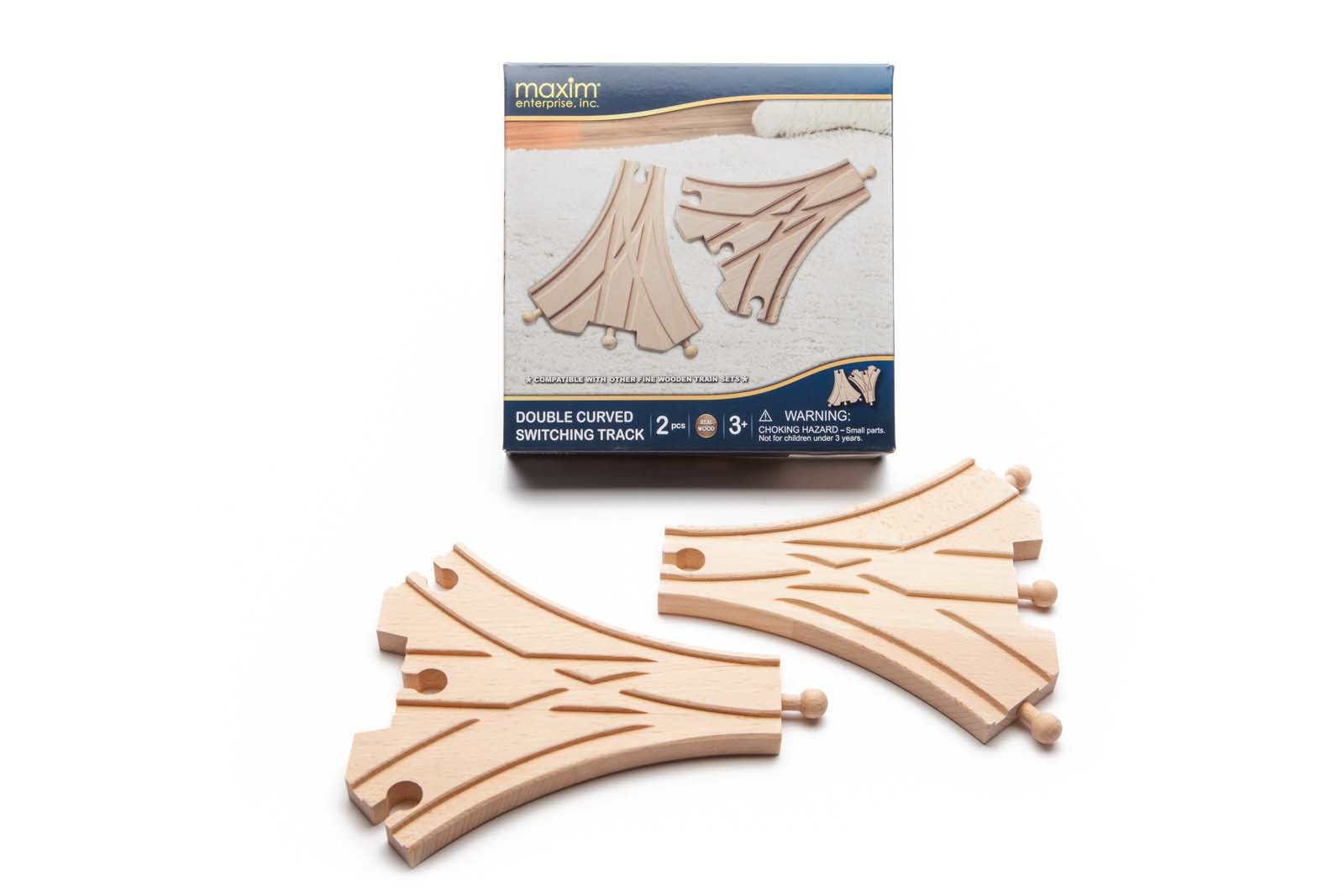 2 Pieces of Double Curved Wooden Switching Track