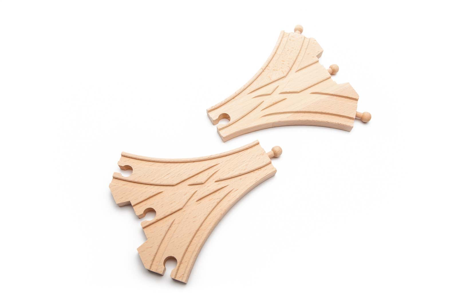 2 Pieces of Double Curved Wooden Switching Track