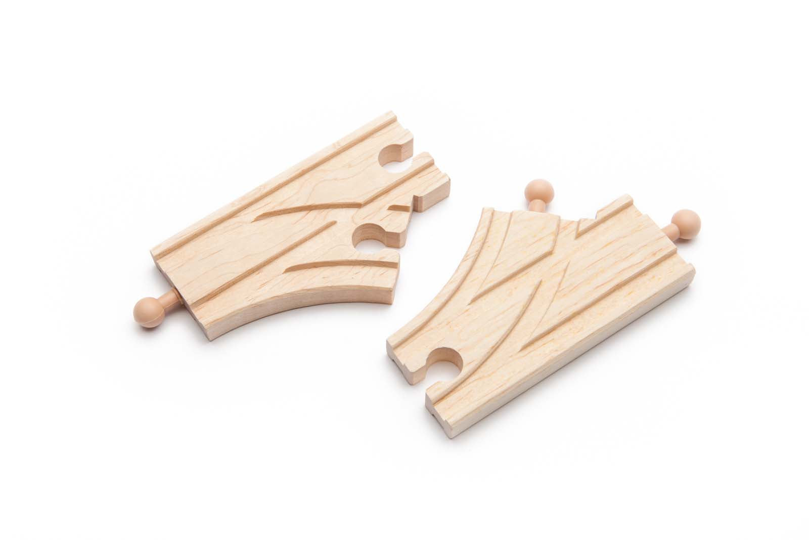 Short Single Curved Wooden Switch Track - 2 Pack