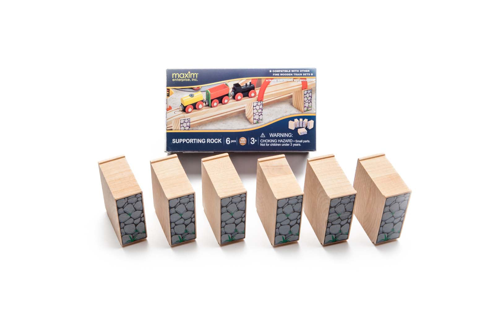 6 Pieces of Wooden Train Support Blocks