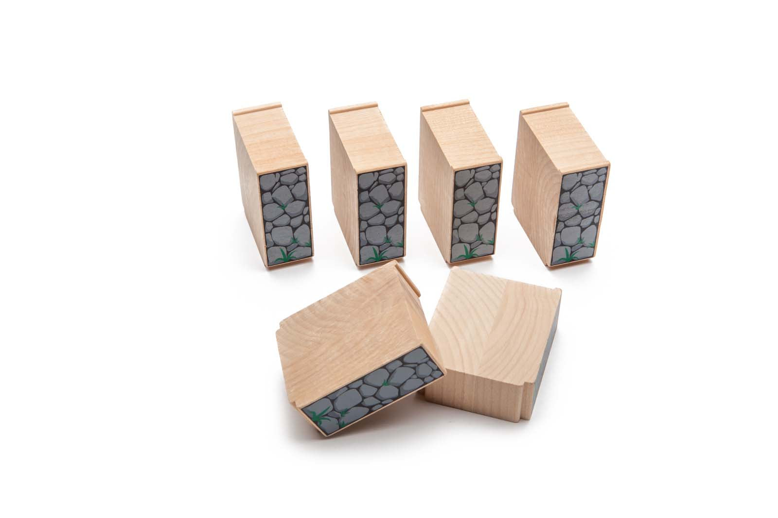 6 Pieces of Wooden Train Support Blocks