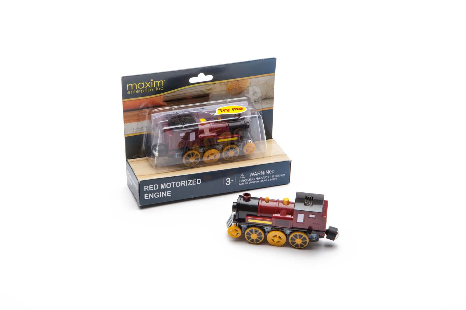 Red Motorized Wooden Train Engine