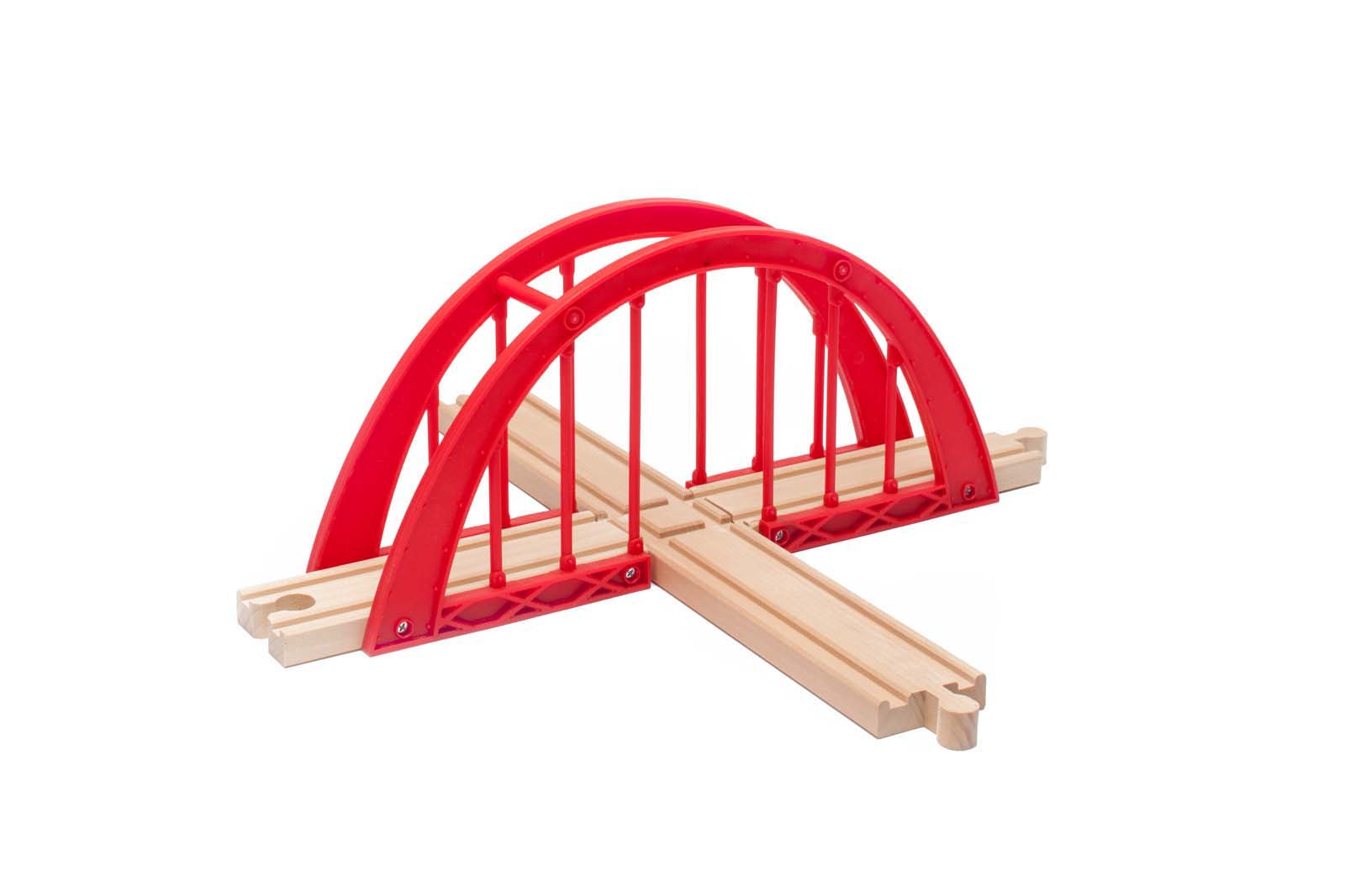 Red Intersection Bridge - Wooden Train Cross Track – WoodenTracks