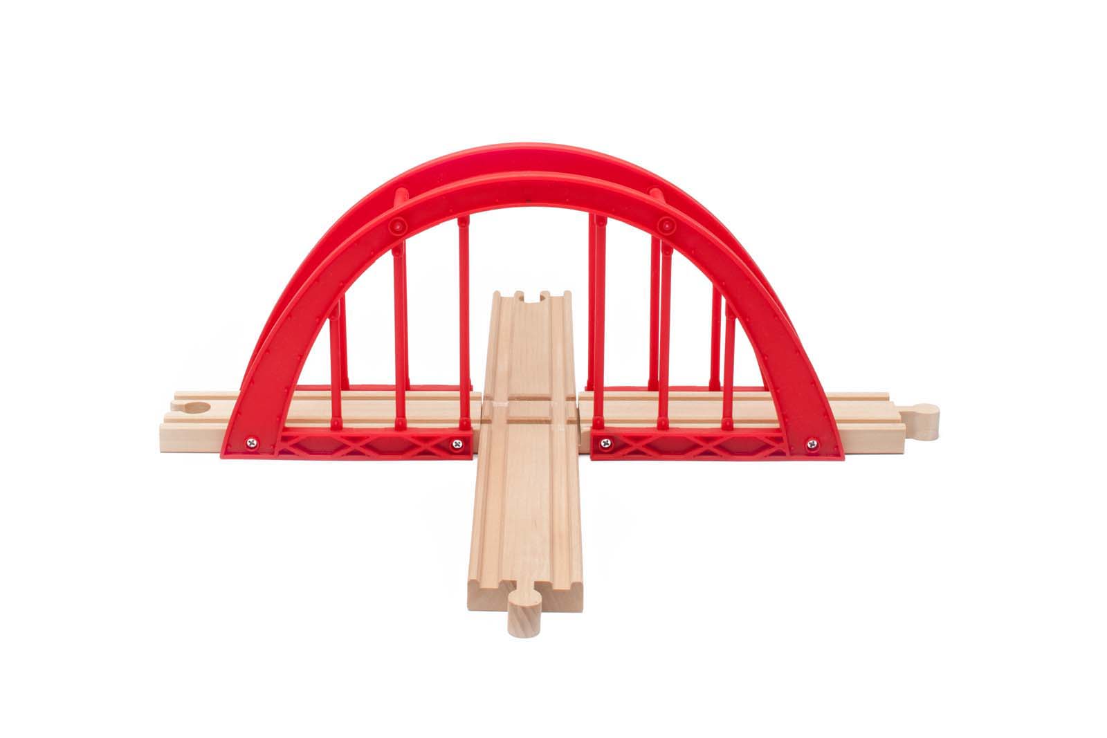 Red Intersection Bridge - Wooden Train Cross Track – WoodenTracks