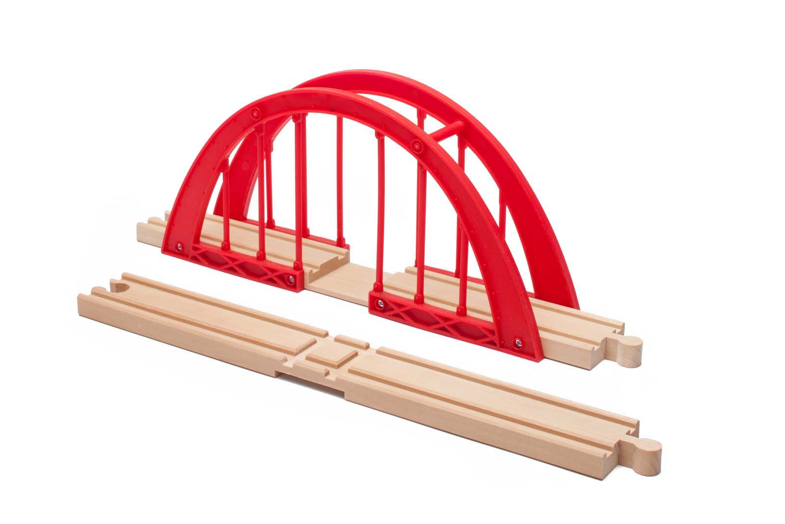 Red Intersection Bridge - Wooden Train Cross Track – WoodenTracks